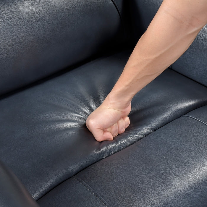 Thomas Blue Leather Power Swivel Glider Reclining Chair