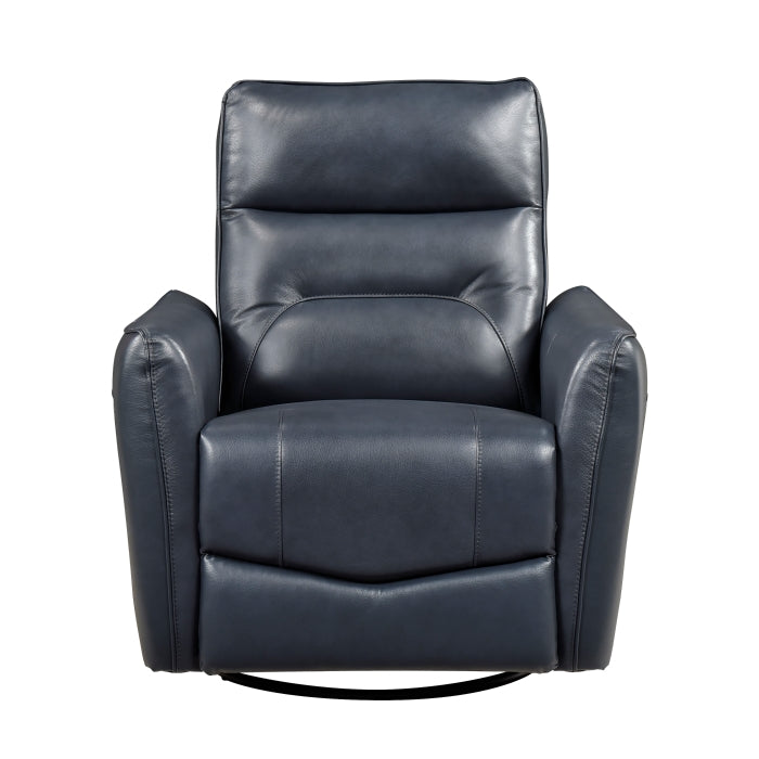 Thomas Blue Leather Power Swivel Glider Reclining Chair