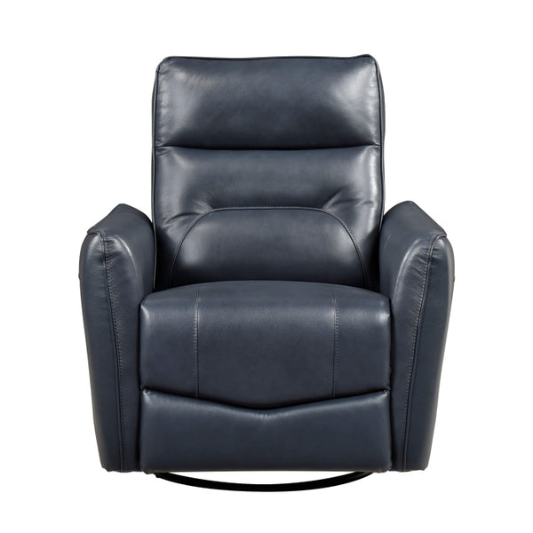 Thomas Blue Leather Power Swivel Glider Reclining Chair