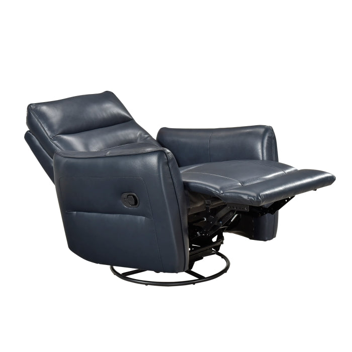 Thomas Blue Leather Power Swivel Glider Reclining Chair