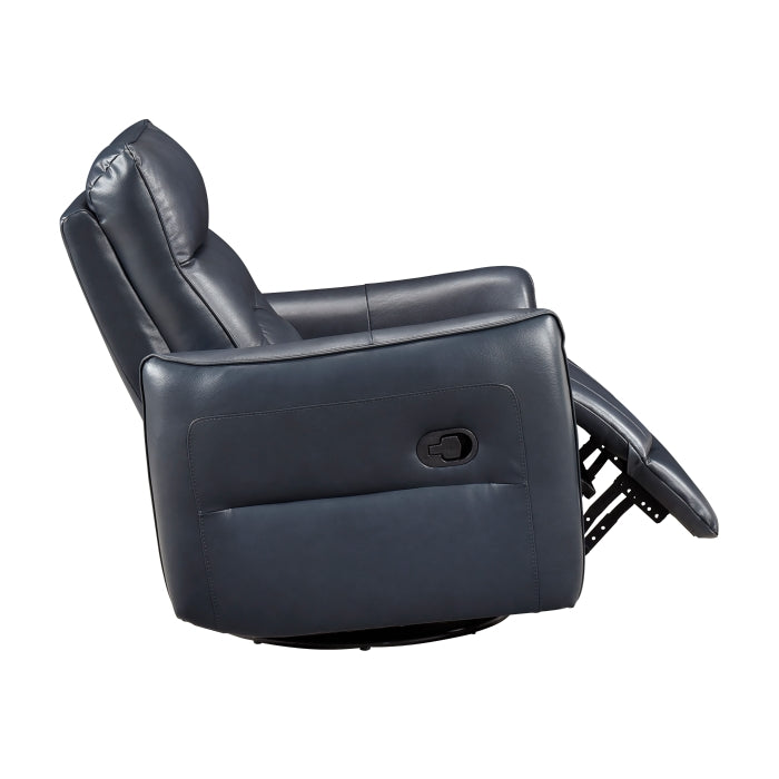 Thomas Blue Leather Power Swivel Glider Reclining Chair