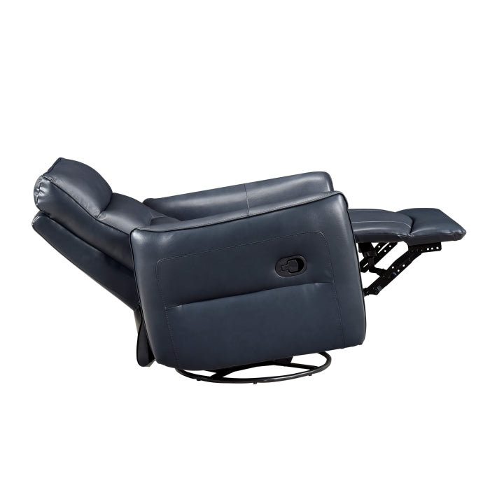 Thomas Blue Leather Power Swivel Glider Reclining Chair