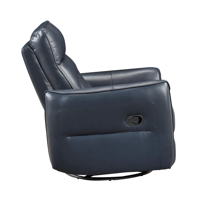 Thomas Blue Leather Power Swivel Glider Reclining Chair