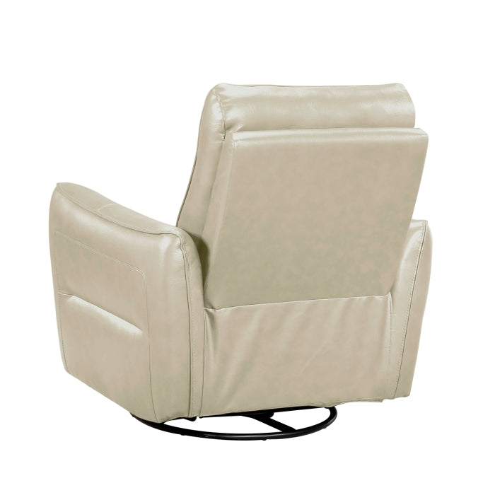 Thomas Beige Leather Power Swivel Glider Reclining Chair