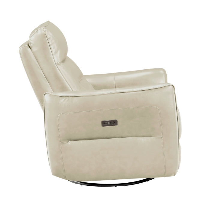 Thomas Beige Leather Power Swivel Glider Reclining Chair