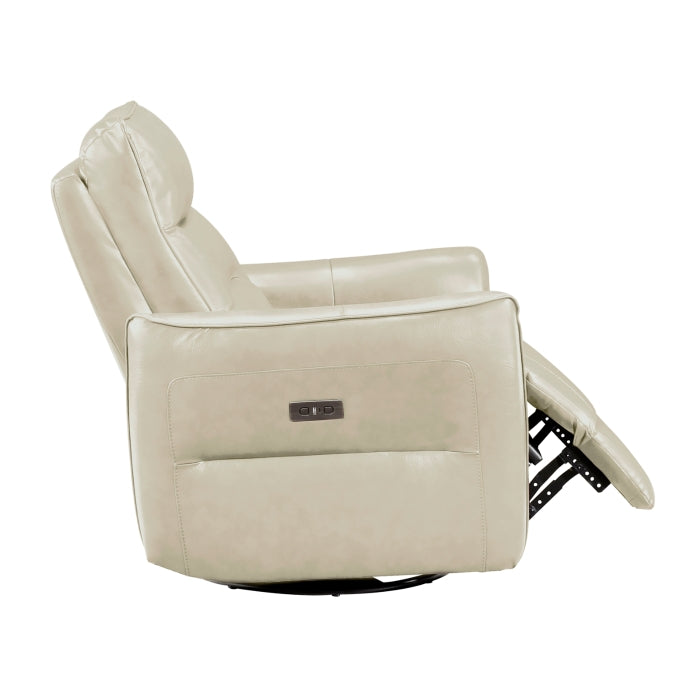 Thomas Beige Leather Power Swivel Glider Reclining Chair