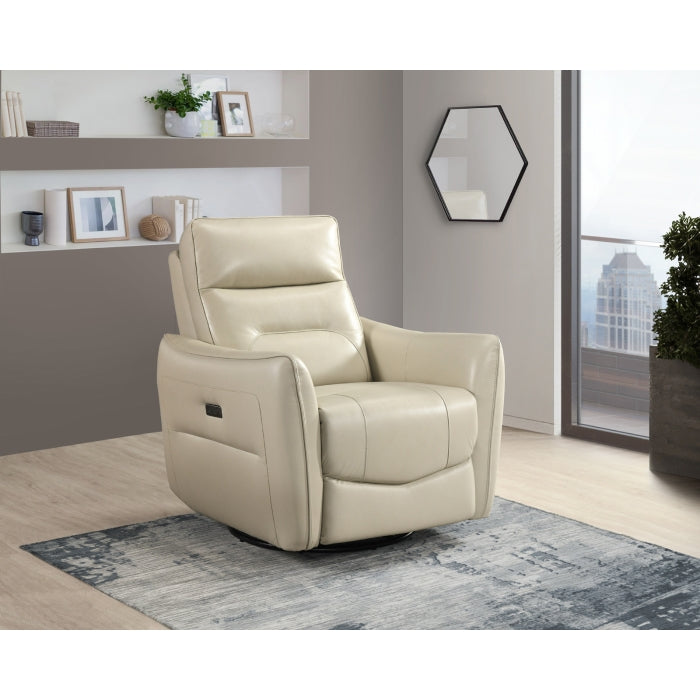 Thomas Beige Leather Power Swivel Glider Reclining Chair
