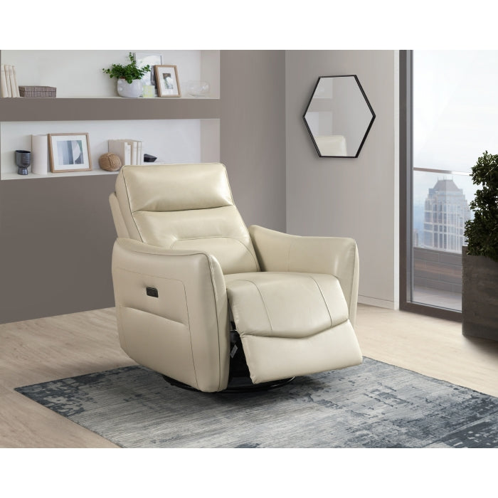 Thomas Beige Leather Power Swivel Glider Reclining Chair