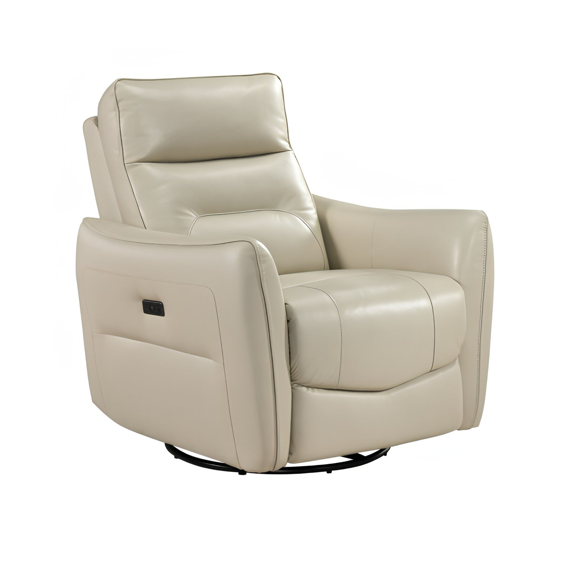 Thomas Beige Leather Power Swivel Glider Reclining Chair