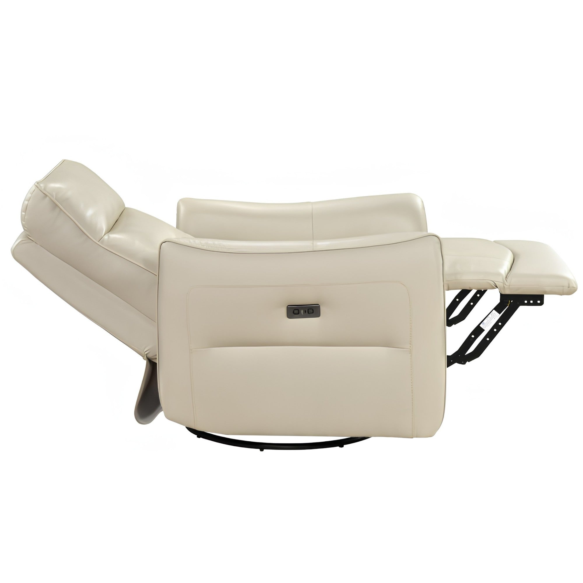 Thomas Beige Leather Power Swivel Glider Reclining Chair