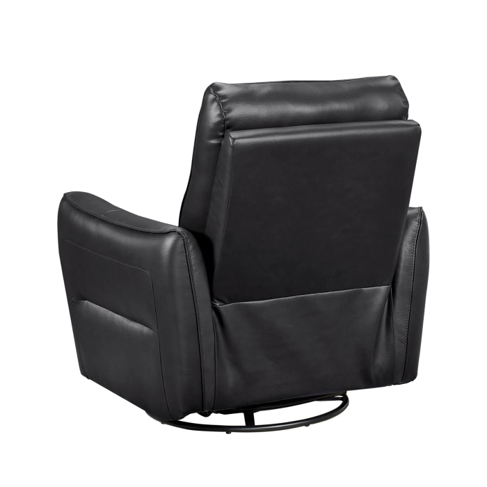 Thomas Black Leather Power Swivel Glider Reclining Chair