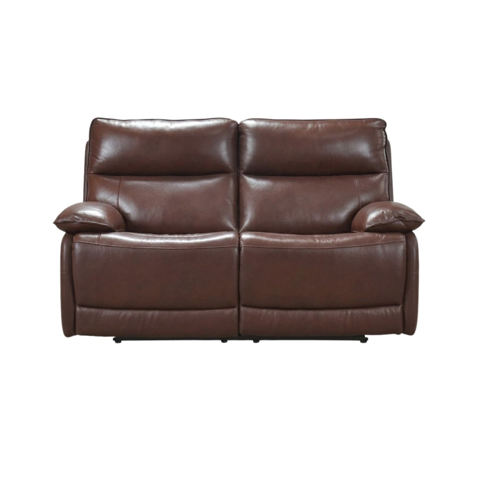 Brown Morocco double reclining loveseat by MAZ, showcasing plush fabric, padded cushions, and reclining features for comfortable seating.