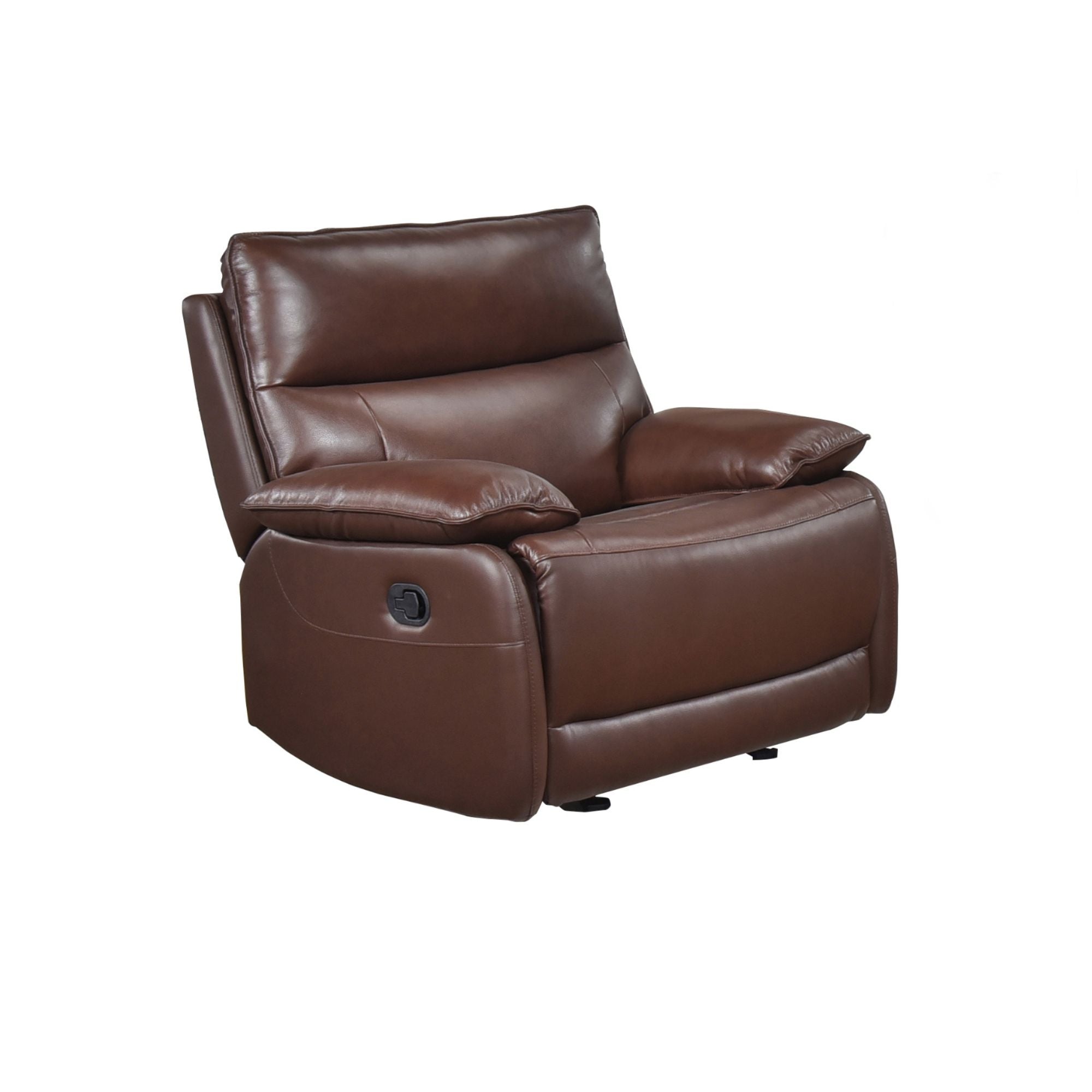 MAZ Morocco Glider Recliner in brown fabric, featuring plush cushioning and wooden base, part of the Morocco collection.