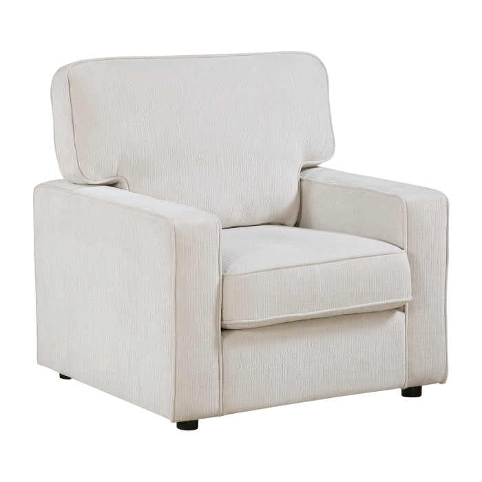 Cream-colored MAZ Frances Collection accent chair with elegant side view, showcasing plush upholstery and stylish design.