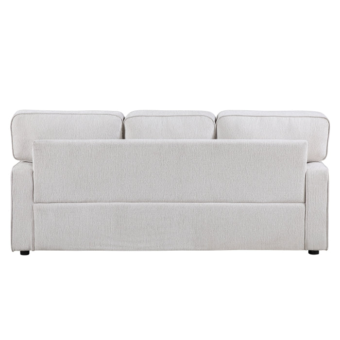 Cream-colored MAZ Frances Collection 3-seat sofa with back cushions, showcasing a stylish and comfortable living room furniture piece.