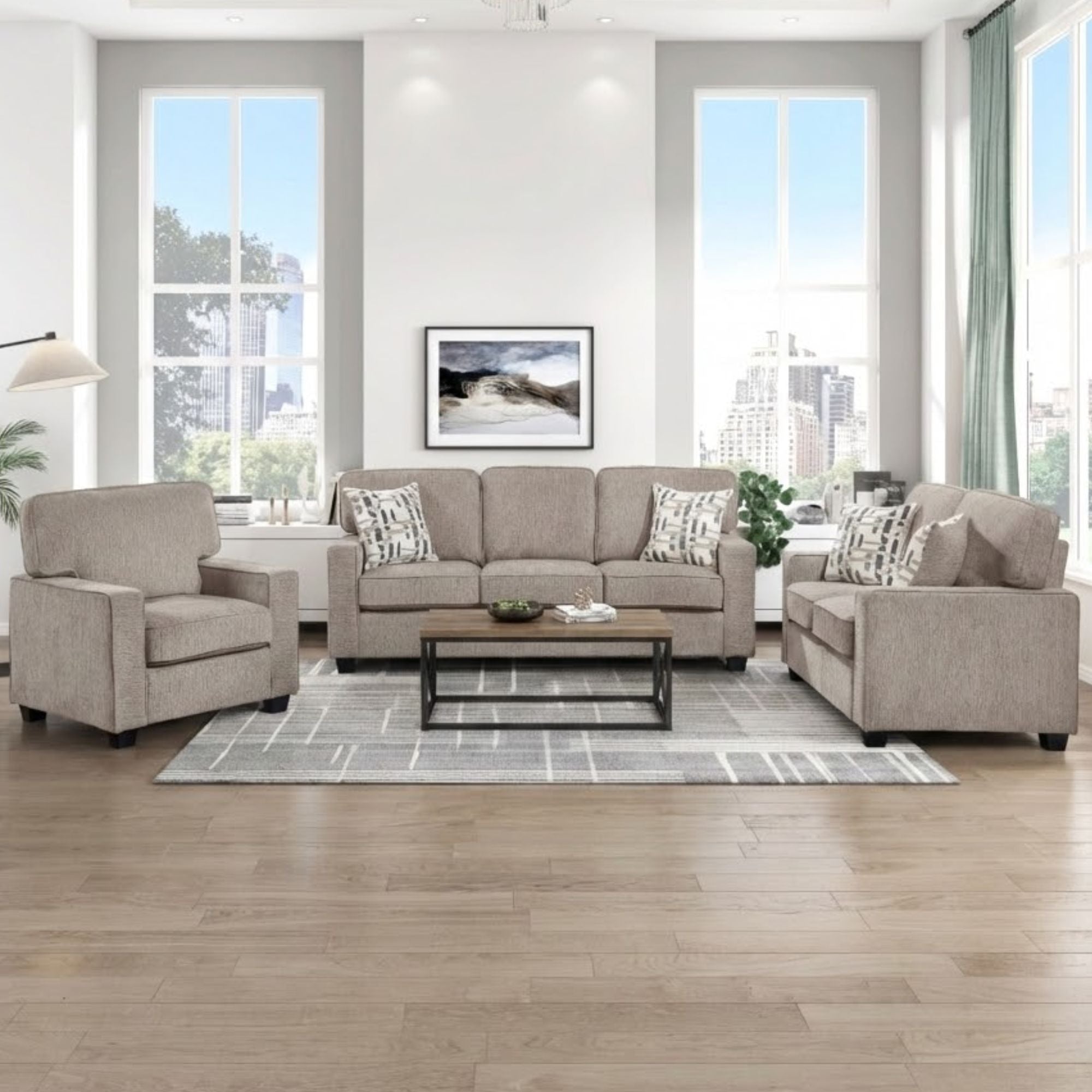 Frances Collection 3-seat Sofa Taupe | CastleUp Experience Centre Online Furniture