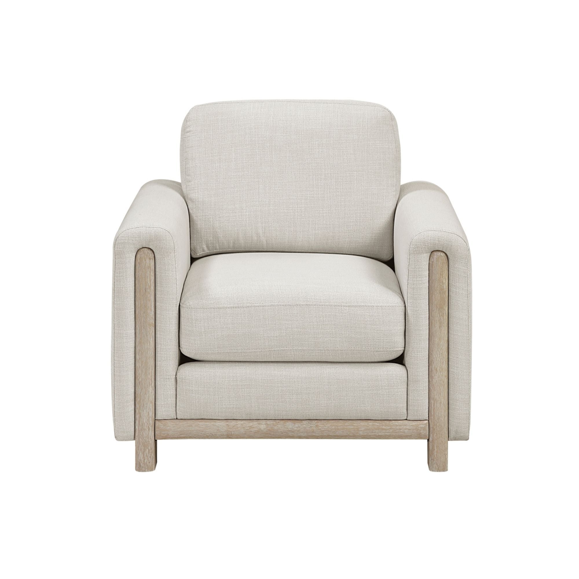 Beige MAZ Echo Collection accent chair with sleek modern design and plush upholstery, ideal for living room or lounge spaces.