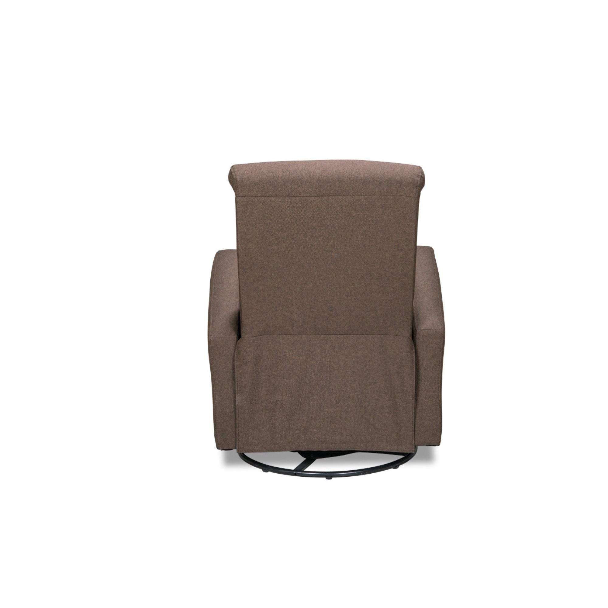 MAZ Gale reclining chair in brown fabric, showcasing plush cushioning and armrests for comfortable seating.