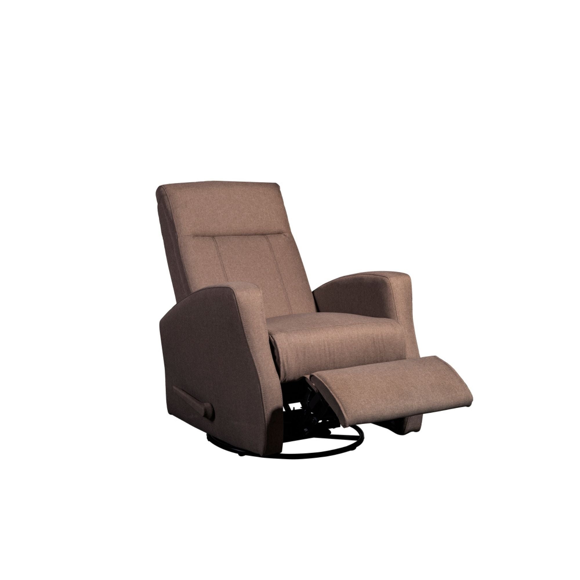MAZ Gale reclining chair in brown leather with padded armrests and a smooth reclining mechanism, designed for comfort and style.