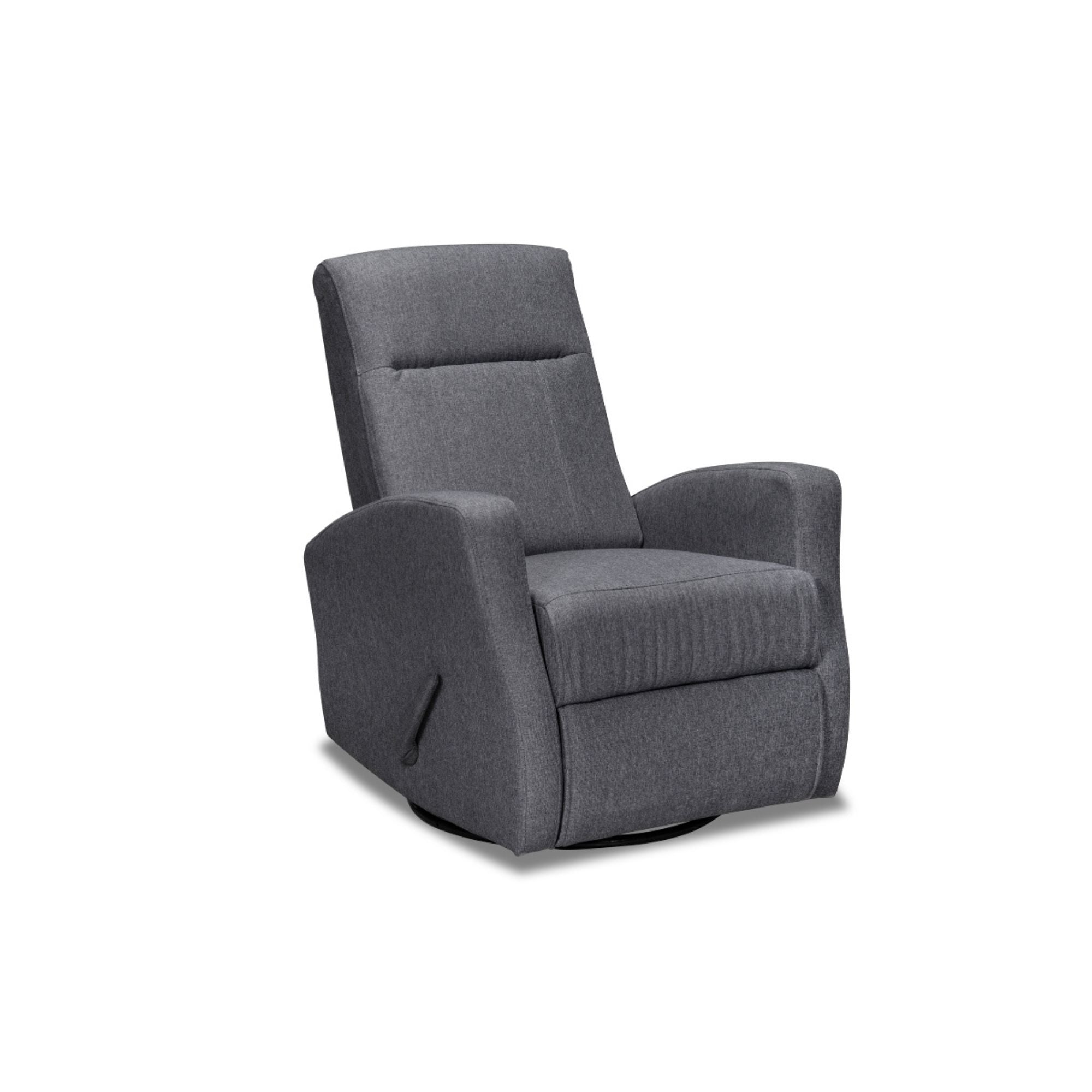 Gray MAZ Gage Swivel Glider Recliner Chair with plush cushioned seat and backrest, featuring a modern recliner design.