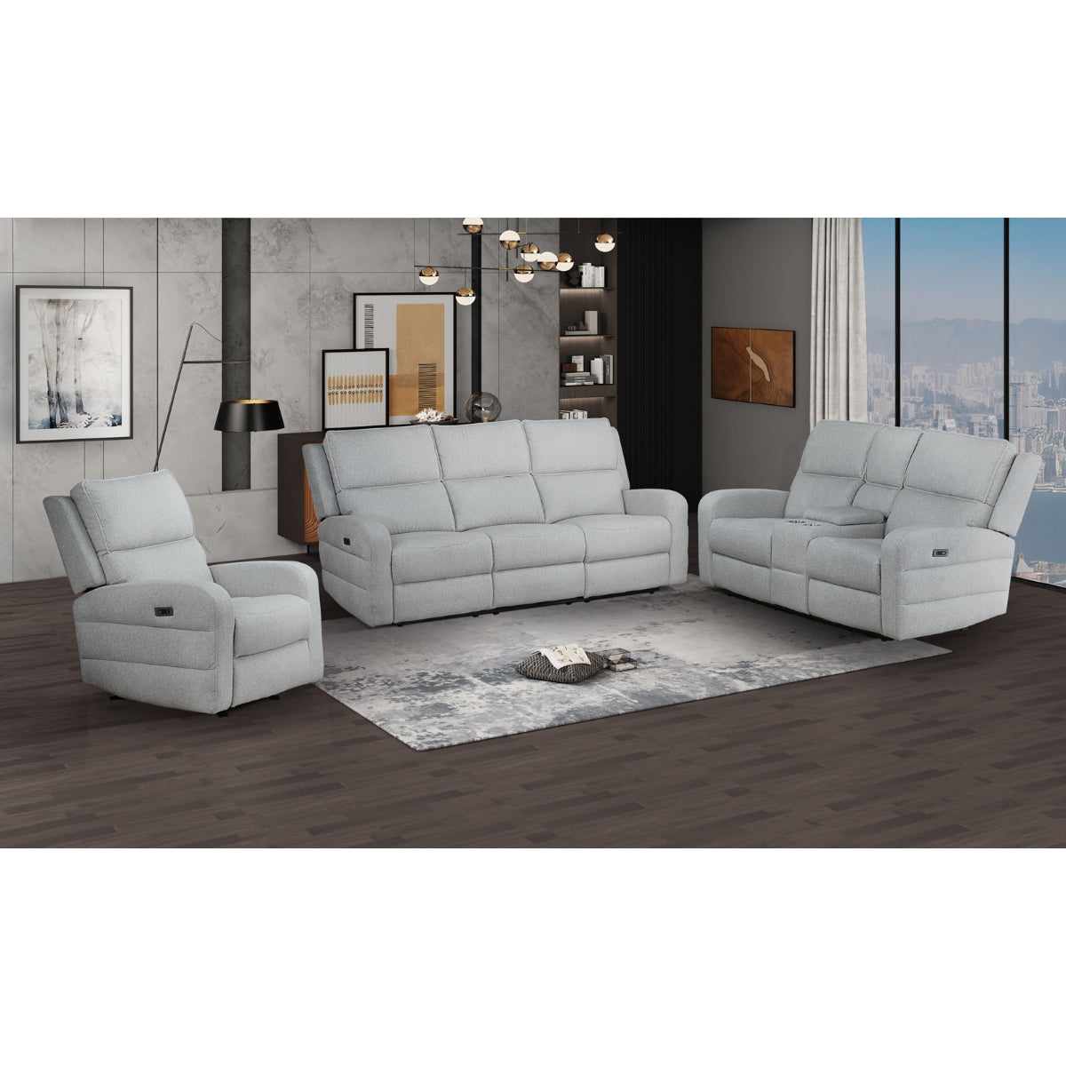 Thorne II Collection Double Recliner Loveseat in Light Grey | CastleUp Experience Centre Online Furniture