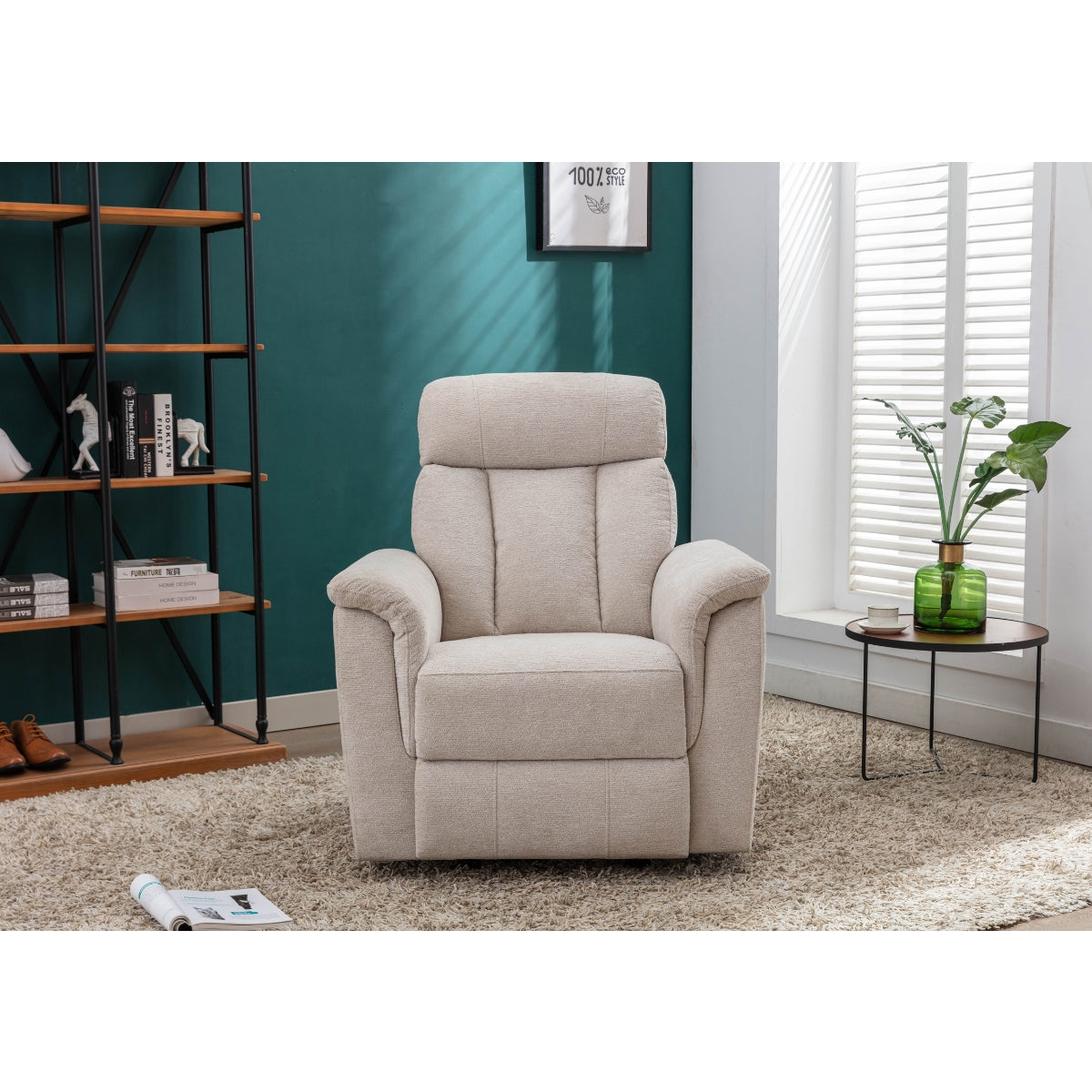 Floyd Beige Chenille Power Rocker Reclining Chair