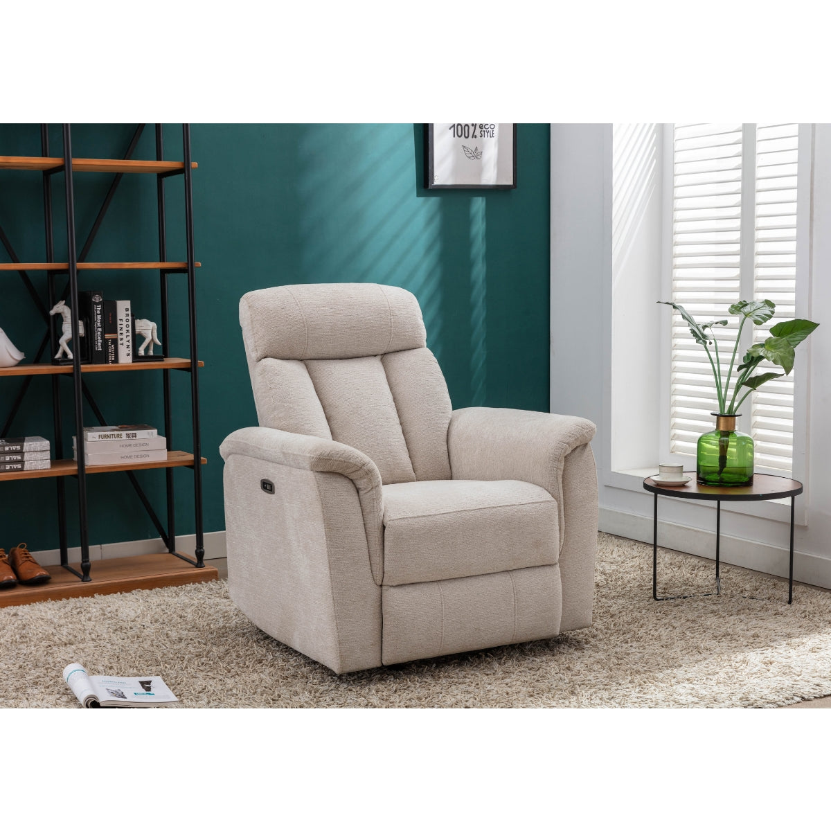 Floyd Beige Chenille Power Rocker Reclining Chair