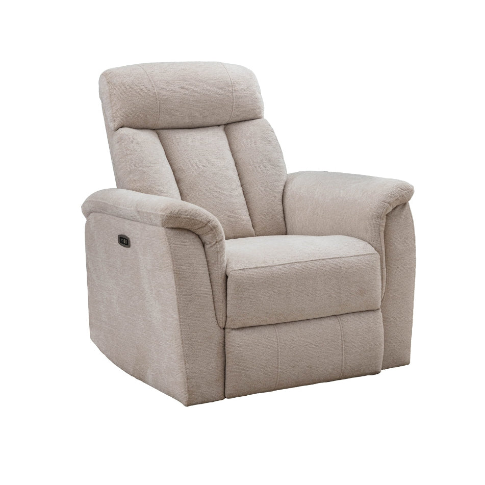 Floyd Beige Chenille Power Rocker Reclining Chair