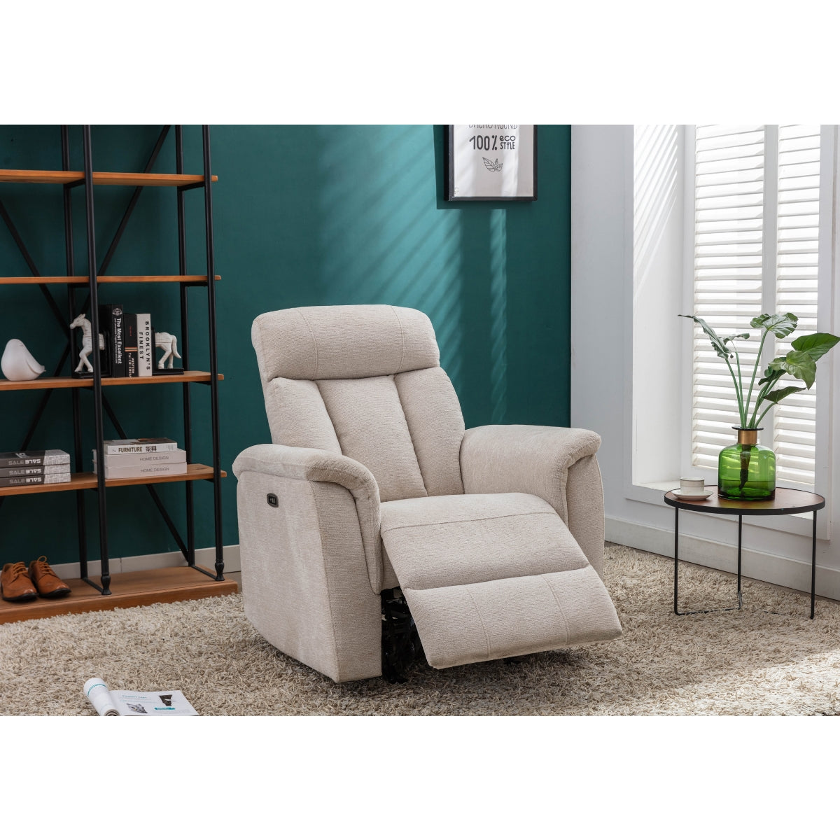 Floyd Beige Chenille Power Rocker Reclining Chair