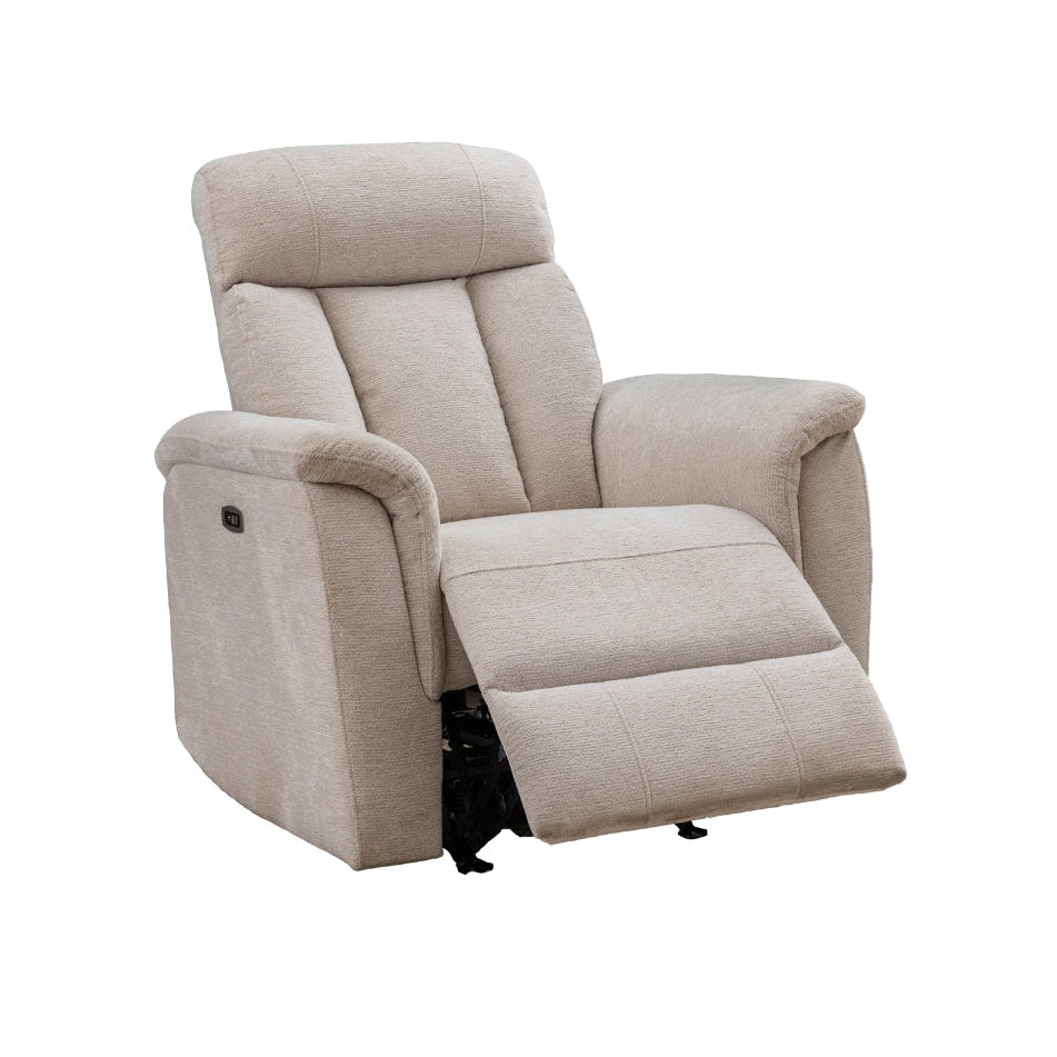 Floyd Beige Chenille Power Rocker Reclining Chair