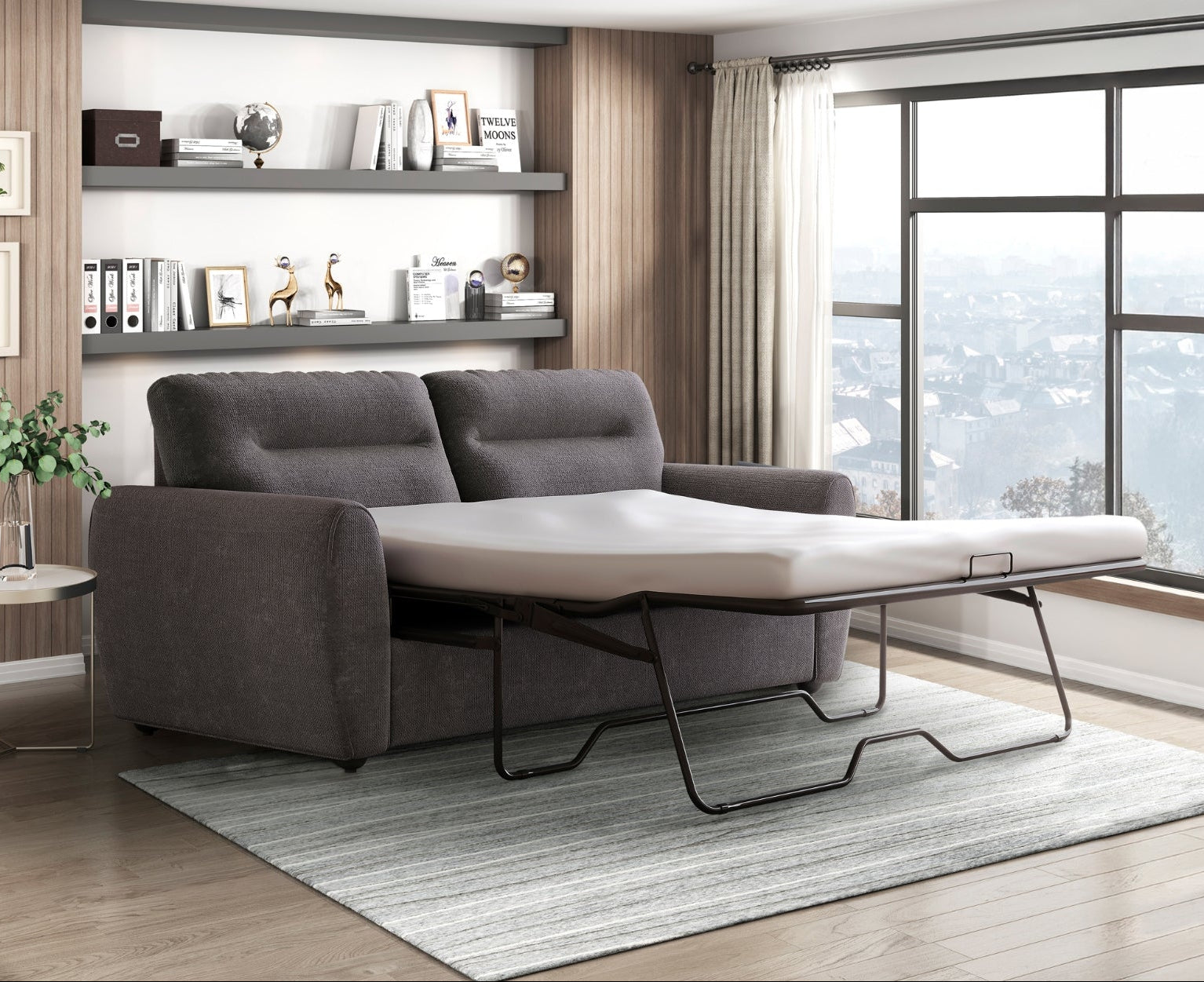 Vynn Collection Sofa Sleeper with Foam Mattress in Grey | CastleUp Experience Centre Online Furniture