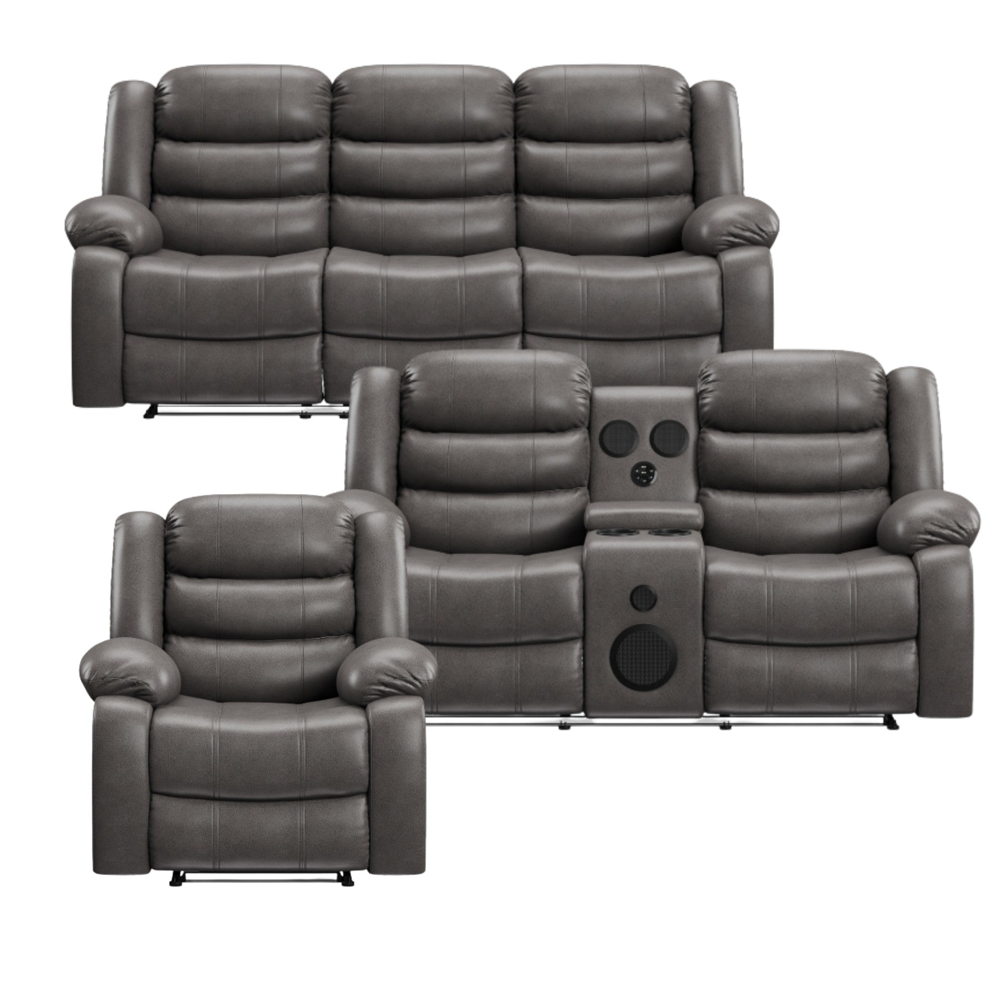 DeWolffe Reclining Set in Grey | CastleUp Experience Centre Online Furniture