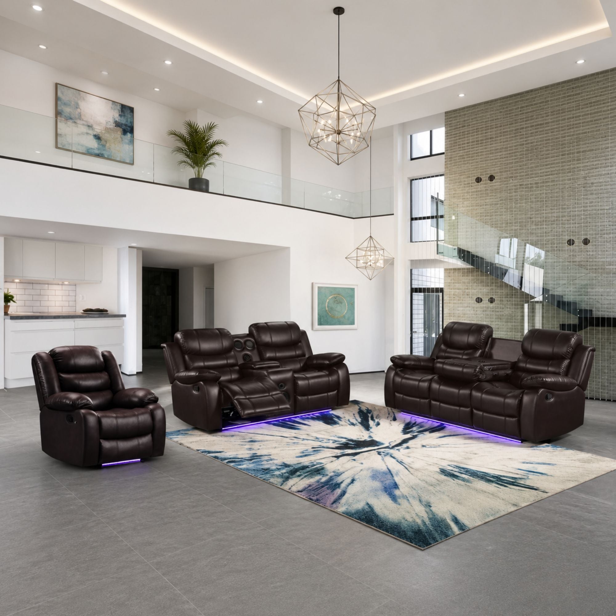 DeWolffe Reclining Set in Brown | CastleUp Experience Centre Online Furniture