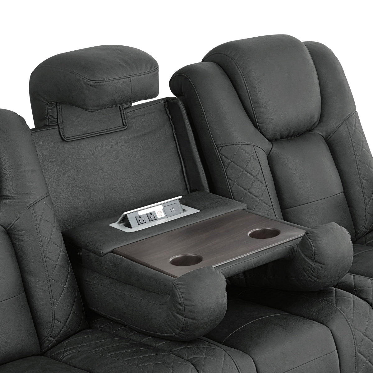 Tabor II Collection Power Reclining Sofa in Charcoal | CastleUp Experience Centre Online Furniture