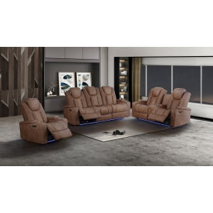 Tabor II Collection Power Reclining Sofa in Light Brown | CastleUp Experience Centre Online Furniture