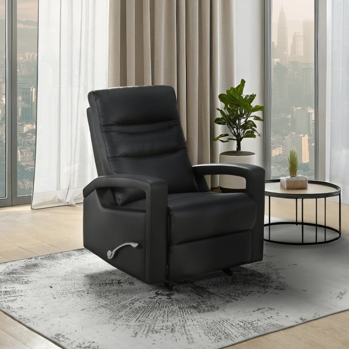 Wynn Black Leather Glider Reclining Chair