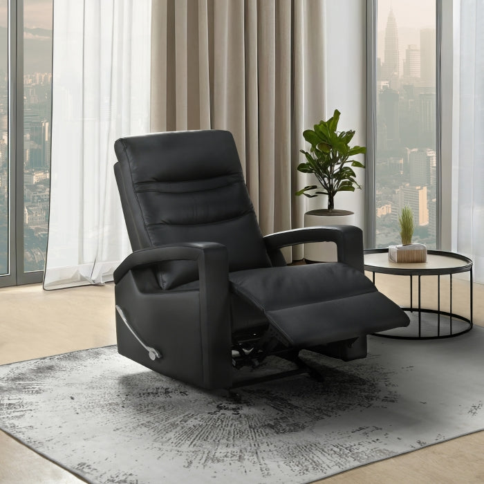 Wynn Black Leather Glider Reclining Chair