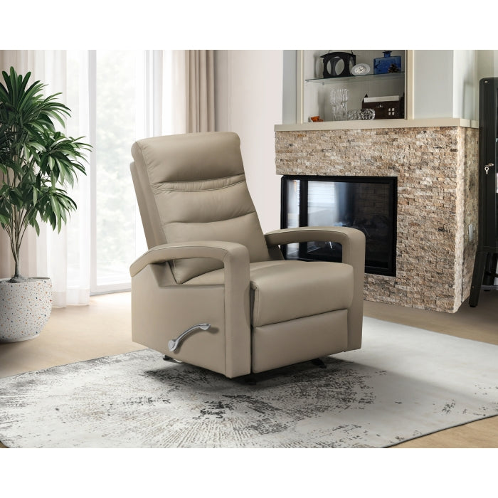 Wynn Taupe Leather Glider Reclining Chair