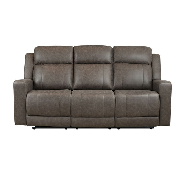 Brown MAZ Genji reclining sofa set with plush cushions and modern design, shown in a living room setting.