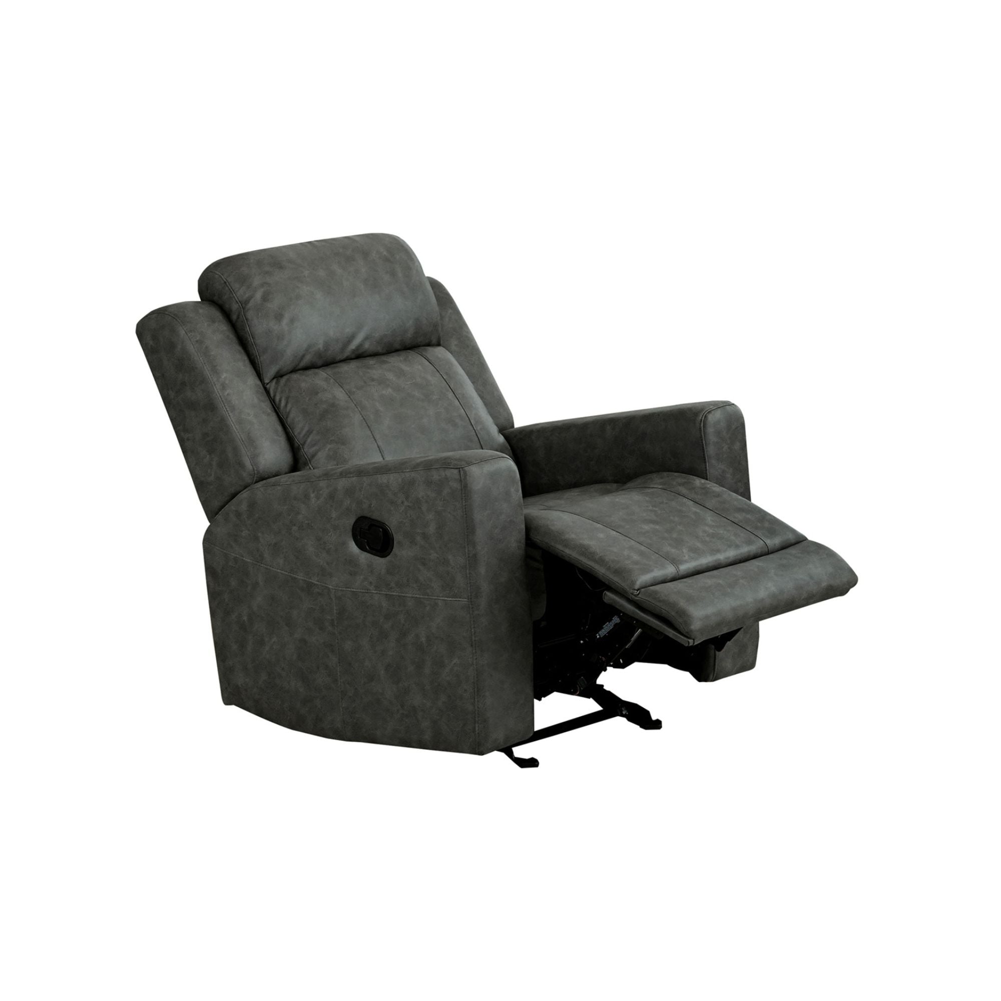 Charcoal MAZ Genji Reclining Sofa Set with plush cushions and modern design, perfect for contemporary living rooms.