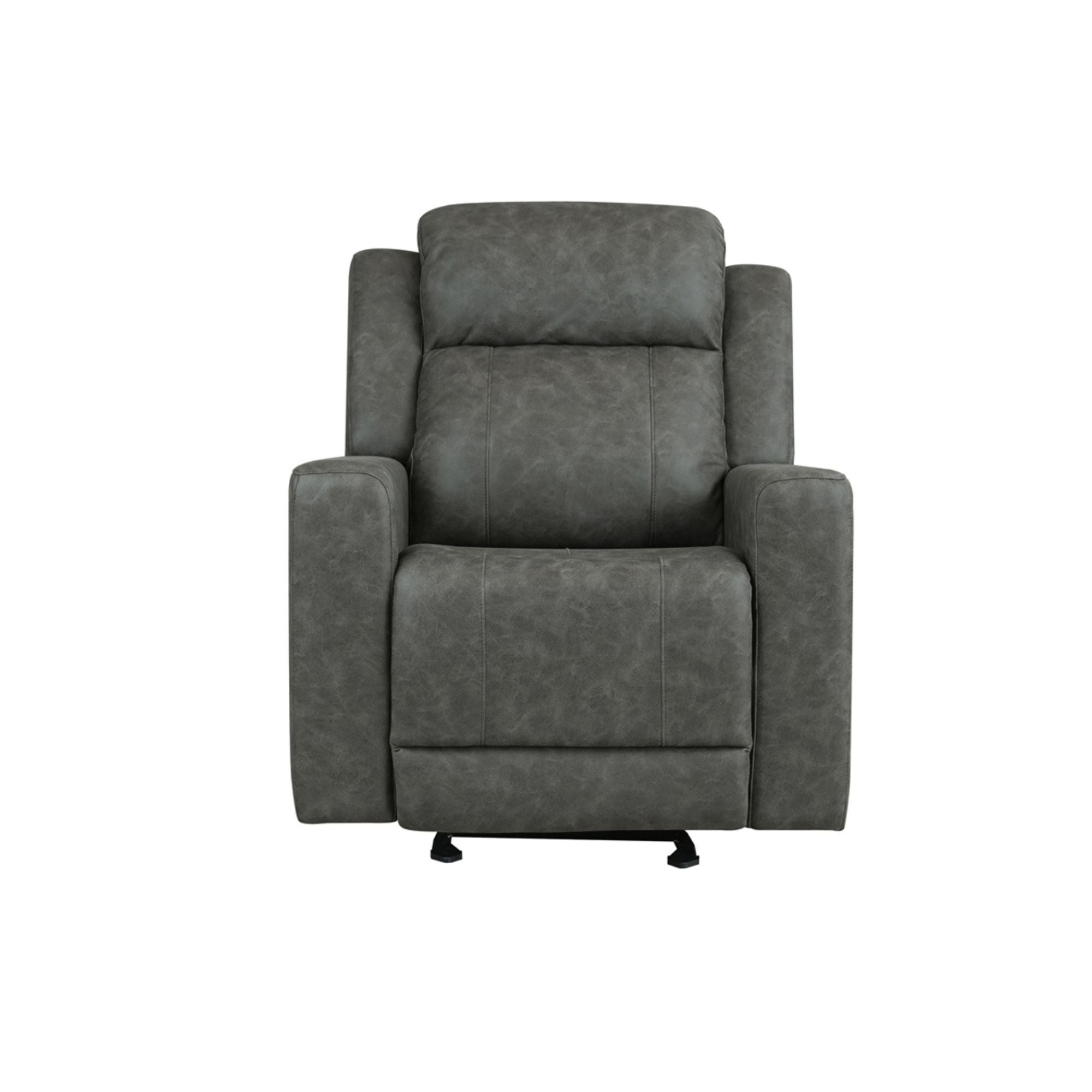 Charcoal MAZ Genji Reclining Sofa Set with plush cushions and modern design, perfect for a comfortable living room.