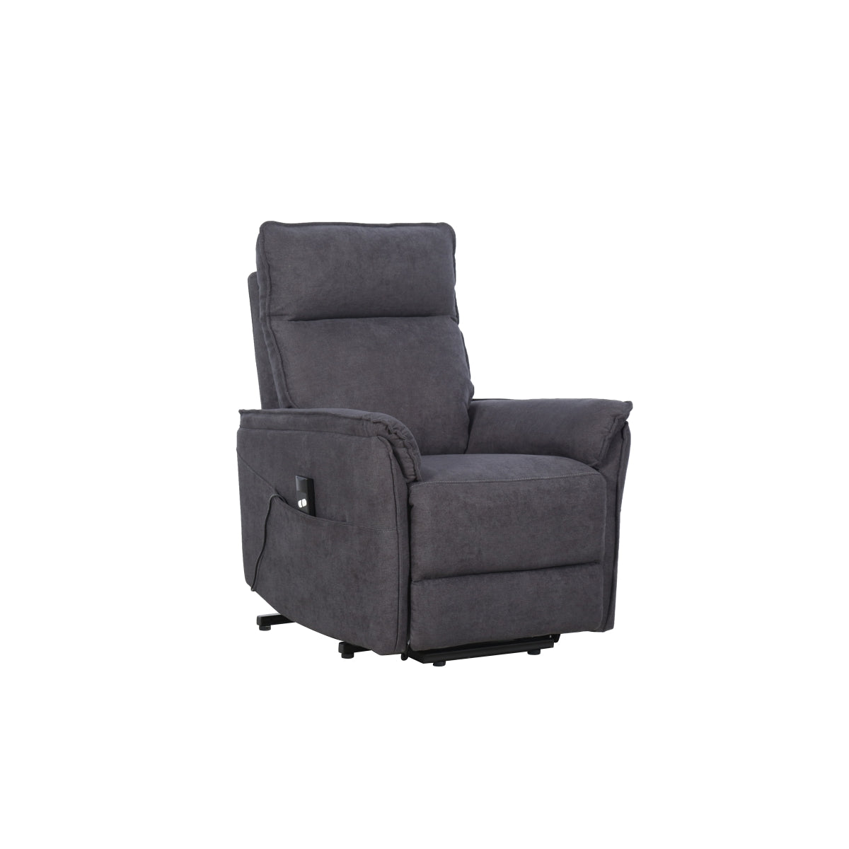 Grey CastleUp Medical Lift Chair with power lift mechanism, shown from a side angle with the chair in a closed position.