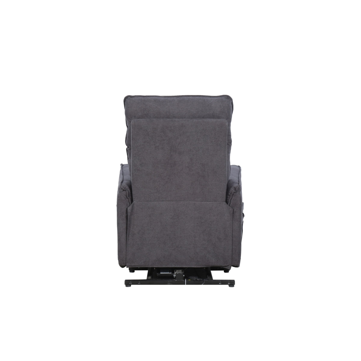 Grey CastleUp Daira Medical Lift Chair shown from the back, featuring a padded backrest and sturdy base for comfortable support