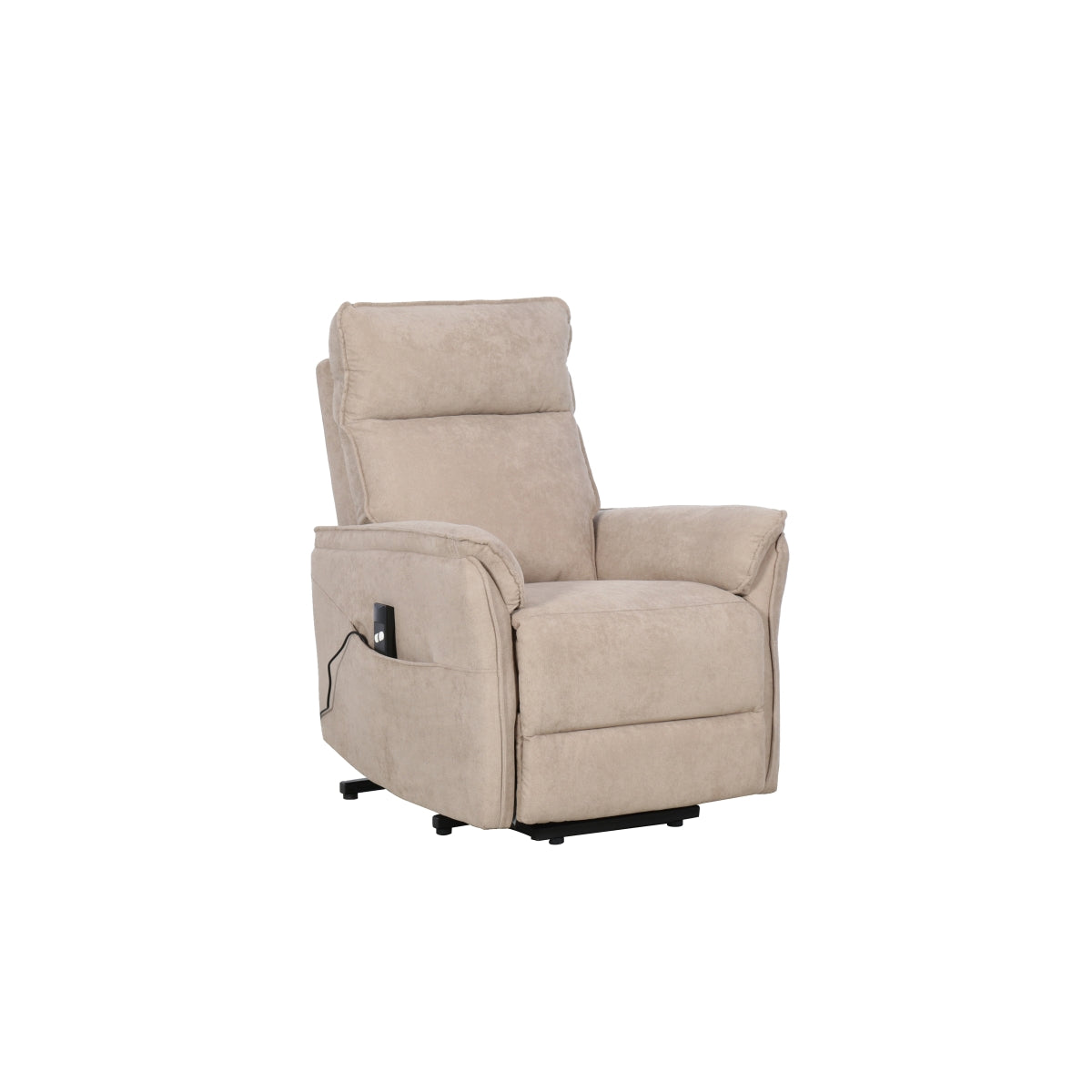 CastleUp Daira medical lift chair in light brown, shown in a closed, angled view without background, designed for comfort and support.