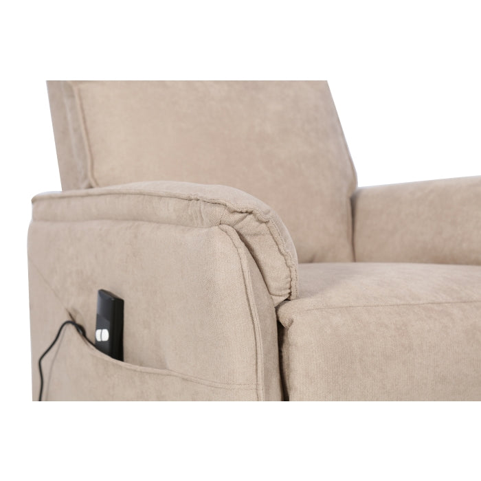 Light brown CastleUp Medical Lift Chair with arm detail, featuring ergonomic design and medical-grade comfort.