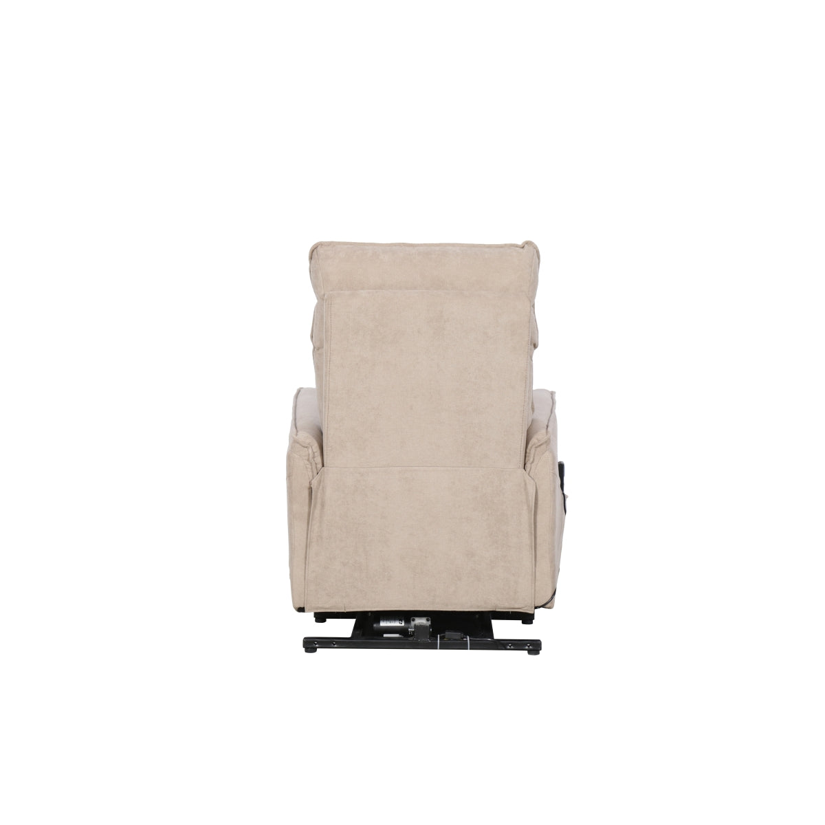 CastleUp Daira medical lift chair in light brown, showing the back view with padded upholstery and ergonomic design.