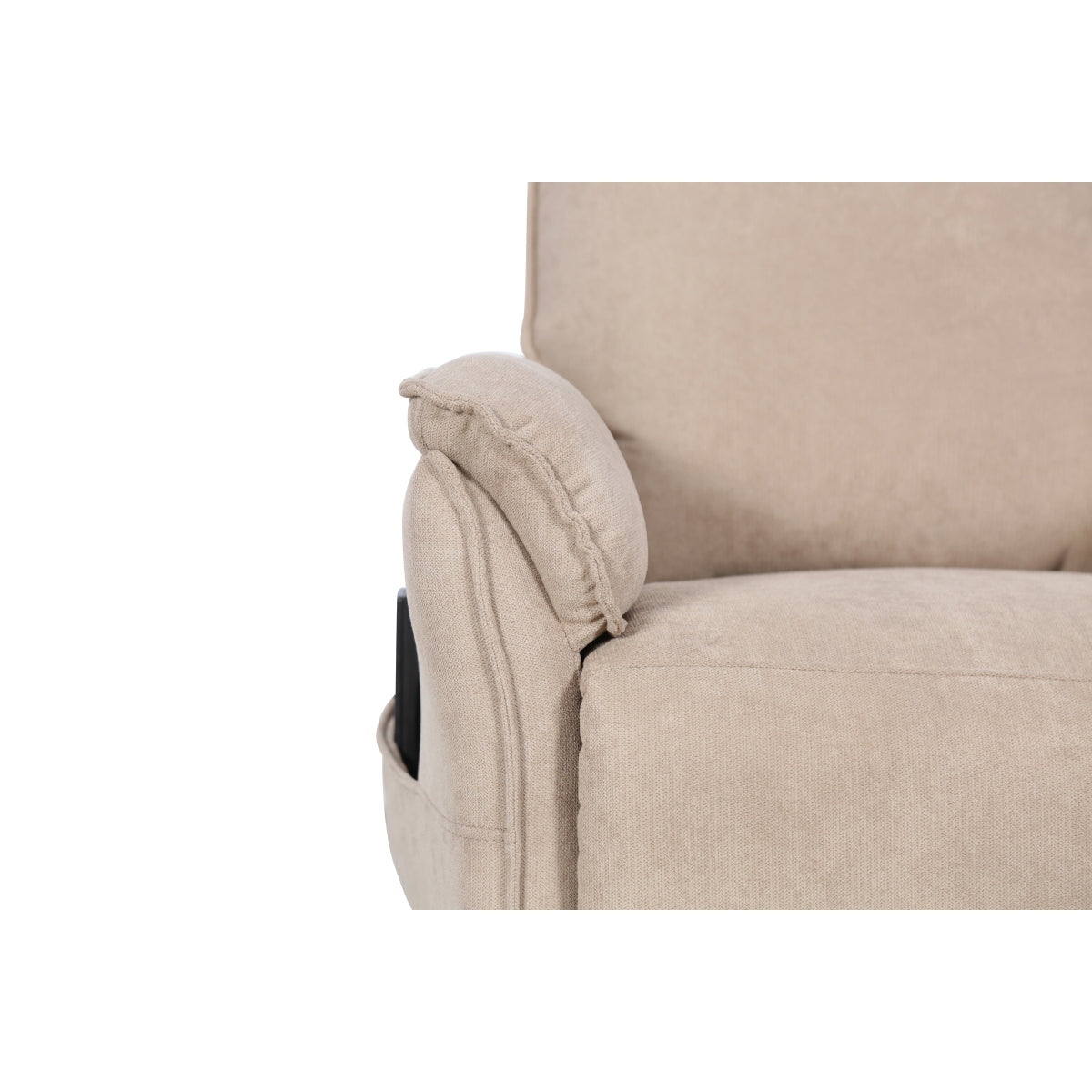Light brown CastleUp Daira medical lift chair with padded armrests and plush upholstery, designed for comfort and support.