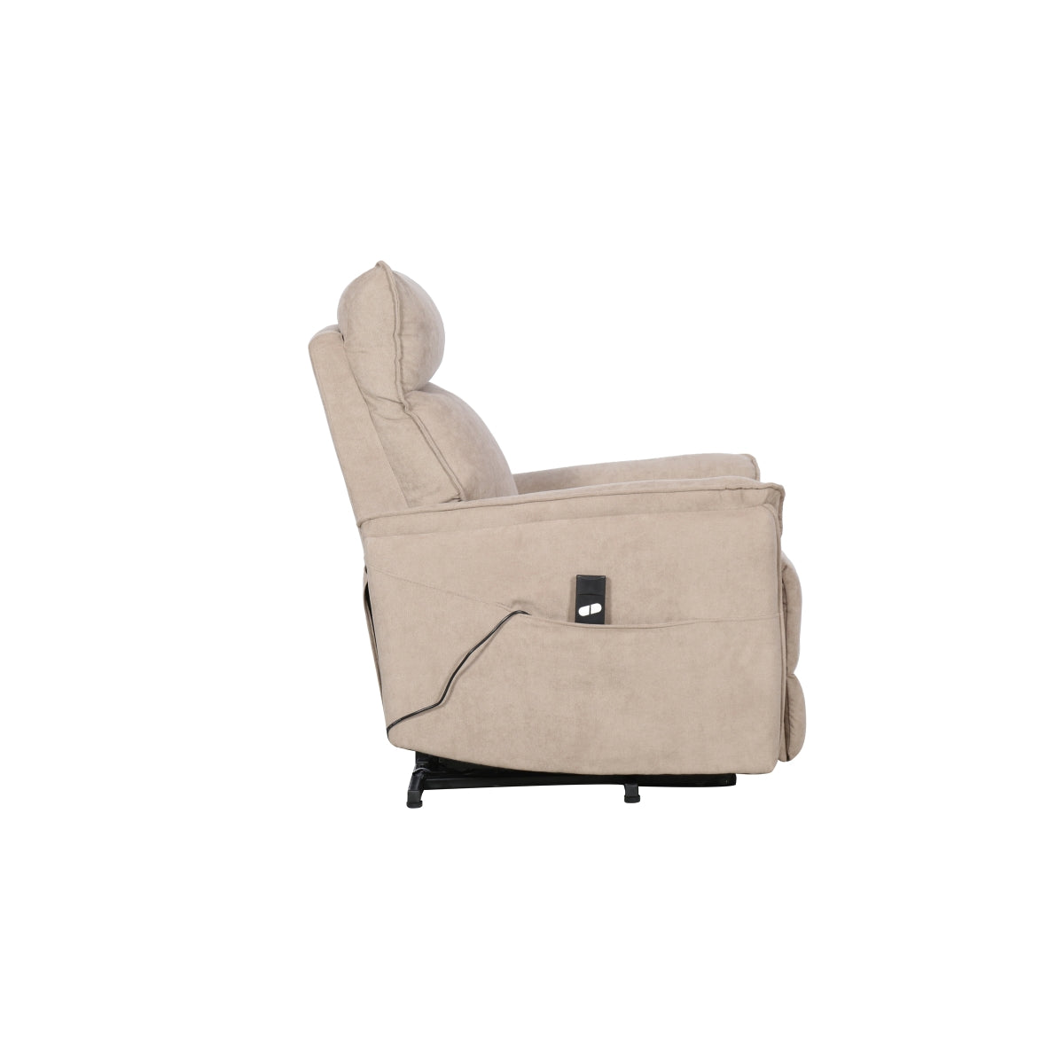 Light brown CastleUp Medical Lift Chair with side controls, designed for comfort and support, shown from the side with no background.