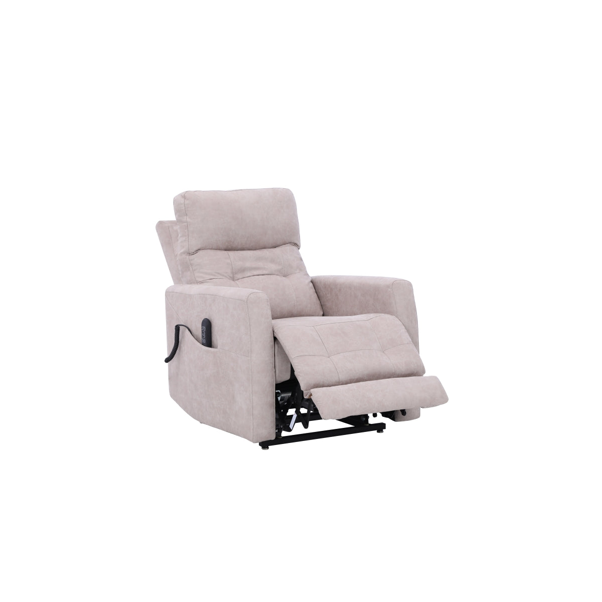 CastleUp Aisha medical lift chair in beige with power lift and headrest, shown reclined with no background.