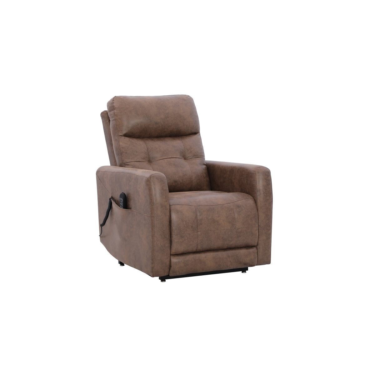 Brown Aisha Medical Lift Chair by CastleUp Experience Centre with power lift and headrest, shown in a closed reclining position.